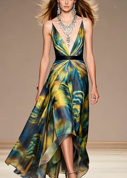 Tie Dye Exra Large Hem Chiffon Beach Dress Summer