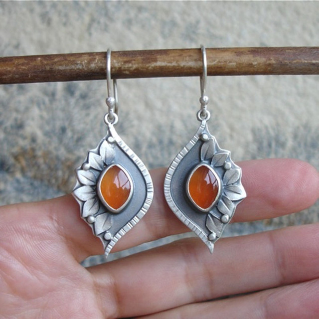 Orange Earrings With Crystals