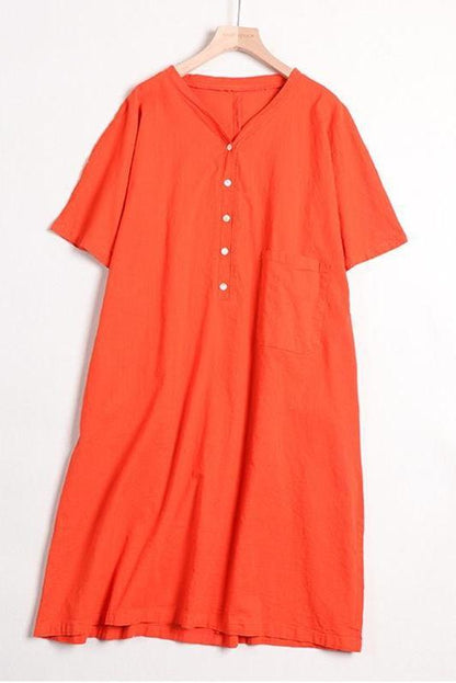 Organic Color Linen Dress for Summer
