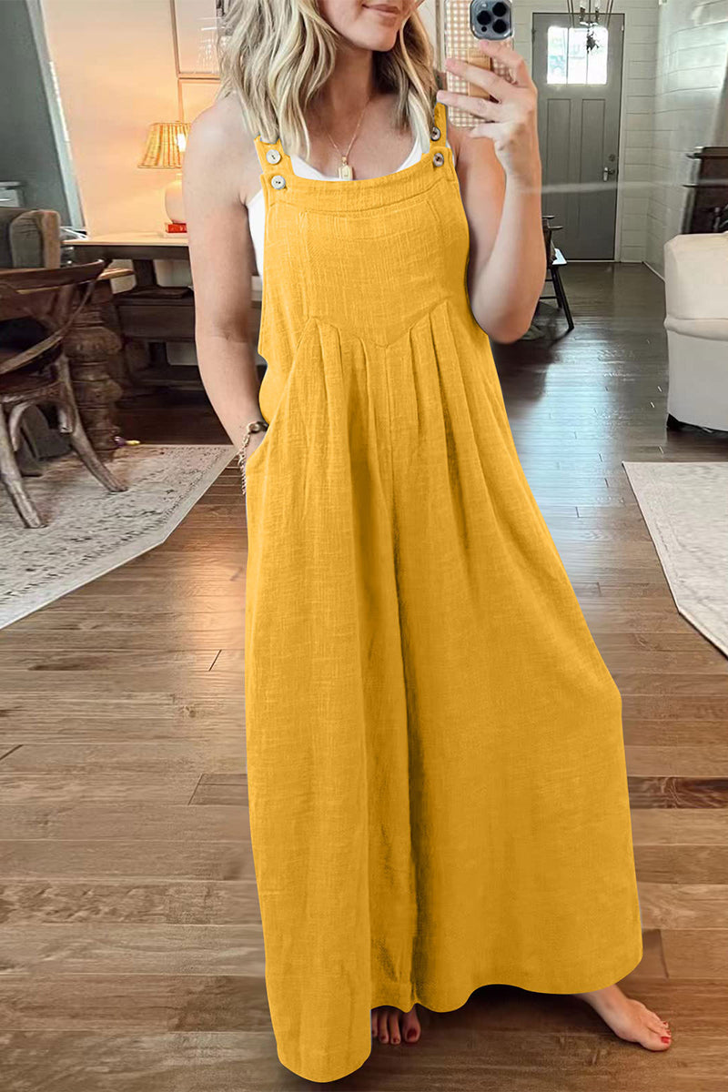 Street Pocket Square Collar Loose Jumpsuits(10 Colors)