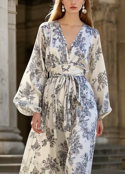 Grey Print Silk Tunic Dress Exra Large Hem Spring