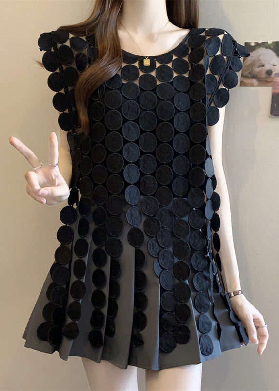 Black O Neck Hollow Out Top Sleeveless