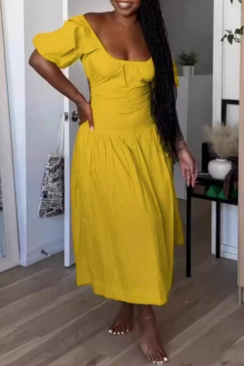 Basic U Neck Long Dresses
