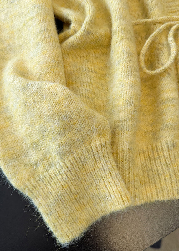 Boutique Yellow Hollow Out Knit Cardigans Spring