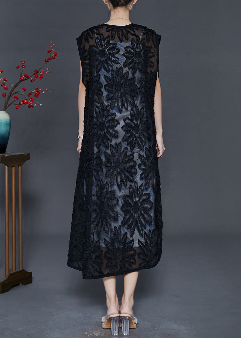 Modern Black Asymmetrical Chiffon Loose Vest Summer