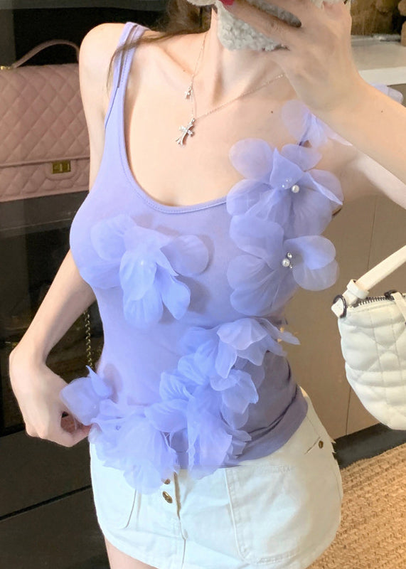 Classy Purple Handmade Cotton Vests Summer