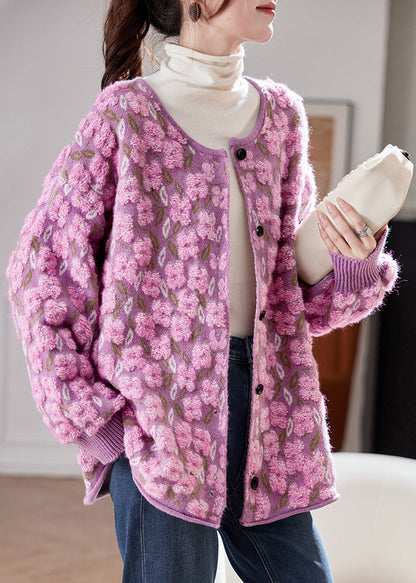 Pink Button Cotton Knit Cardigans Spring