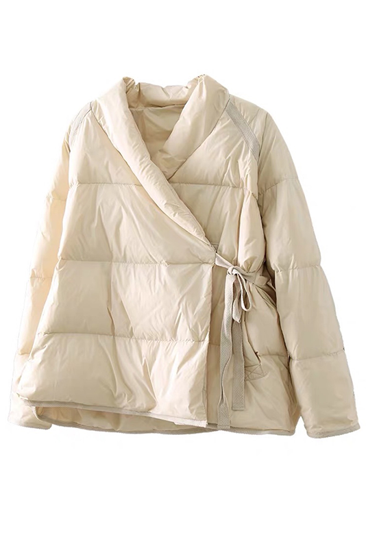Winter Simple Slanted Breast Down Jacket Retro Bread Jacket