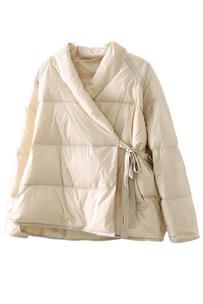 Winter Simple Slanted Breast Down Jacket Retro Bread Jacket