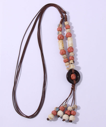 Light Green Ceramics Adjustable Sweater Pendant Necklace
