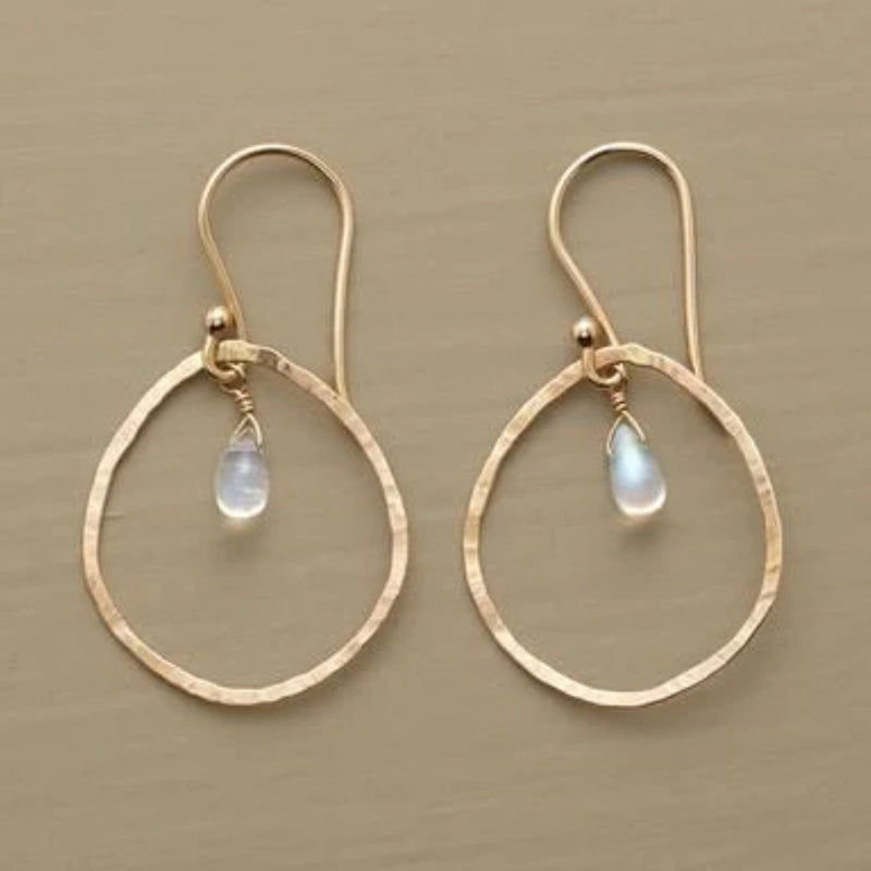 Gold & White Crystal Earrings