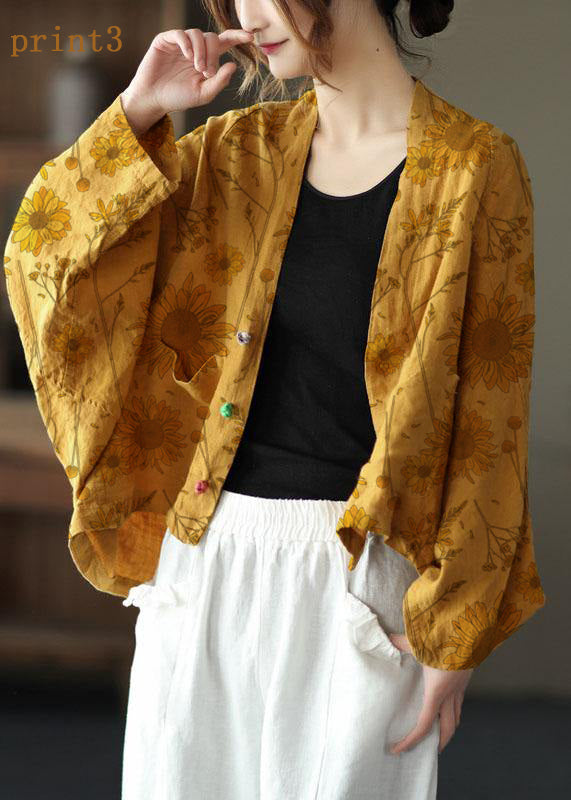 Fine Pink -pumpkin Bat Wing Sleeve Pockets Coat Short