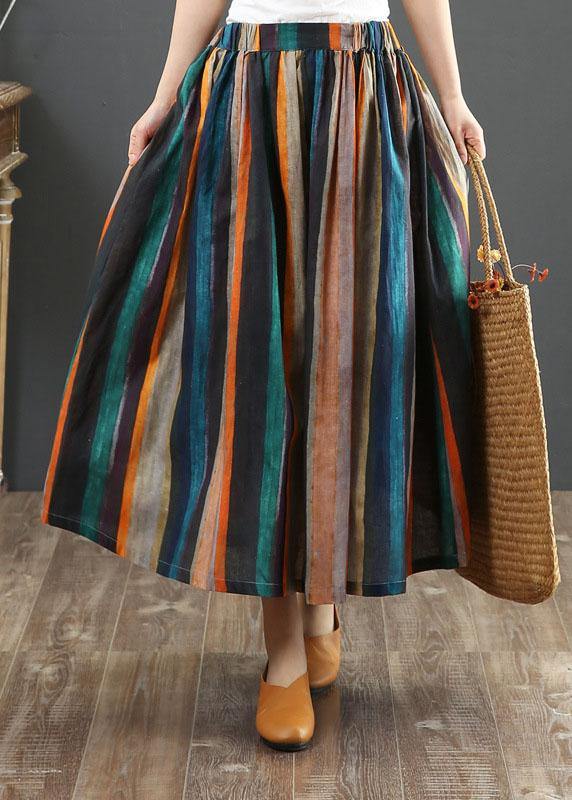 Striped a Line Retro Print Skirts Linen