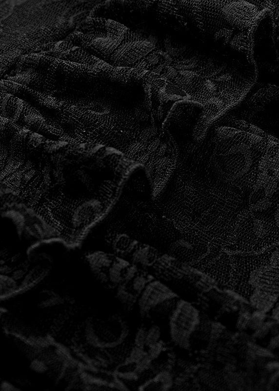 Black Slash Neck Zippered Lace Mid Dress Spring
