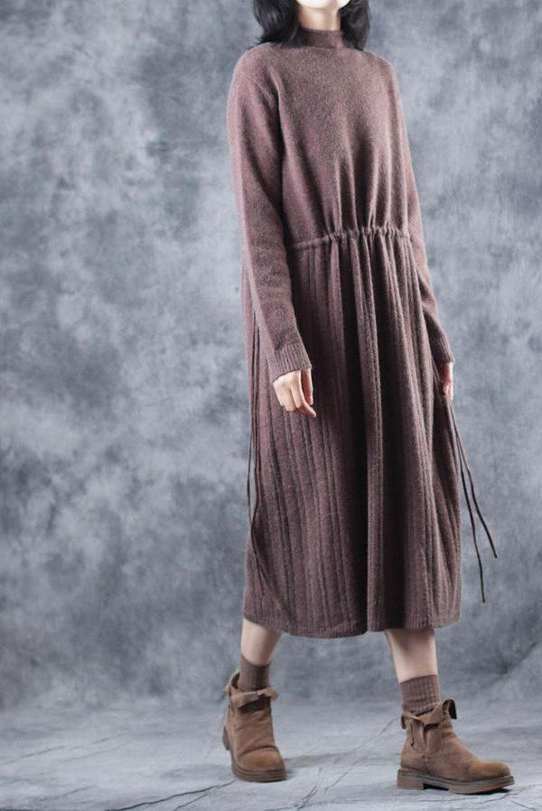 Loose High Neck Base Sweater Dresses for