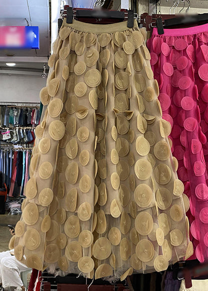 Khaki Tulle Maxi Skirt Spring