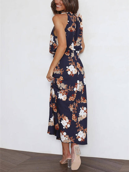 Halter Neck Elastic Waist Maxi Dress