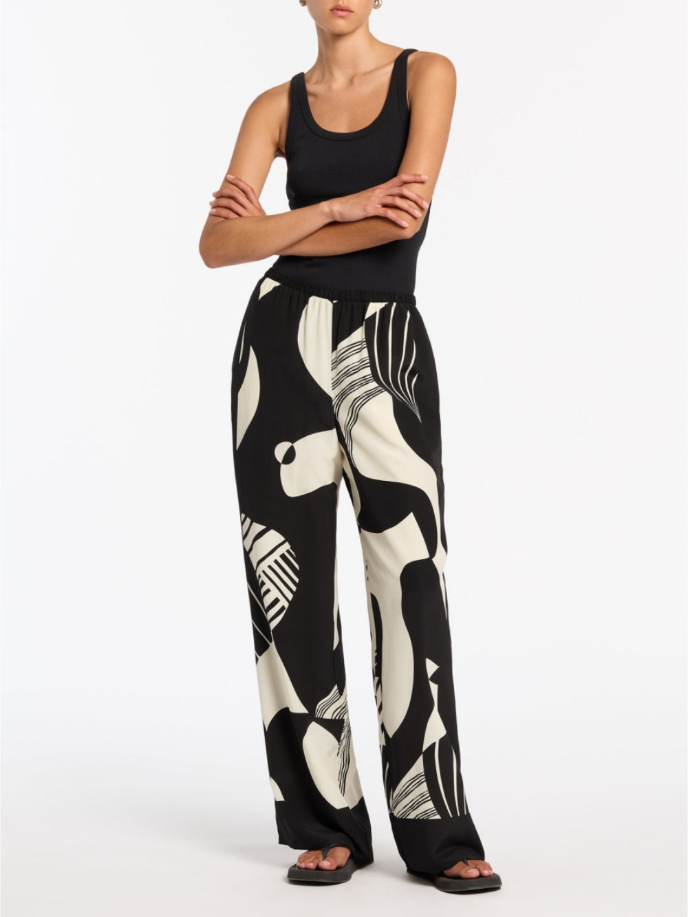 Graffiti Print Loose Wide Leg Pants Set