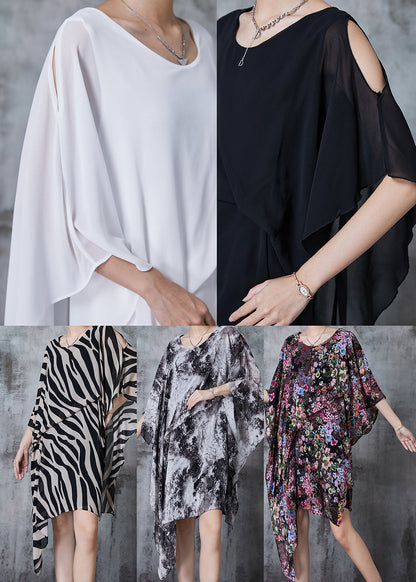 White Cold Shoulder Asymmetrical Design Dresses Summer