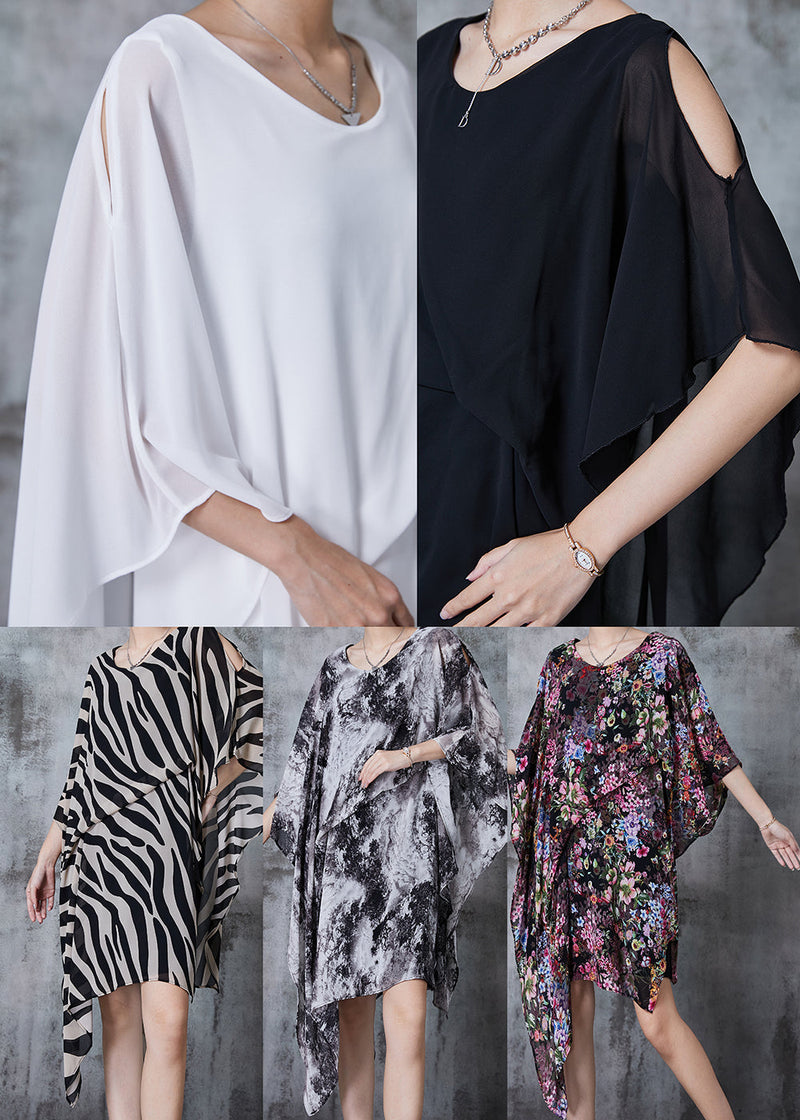 White Cold Shoulder Asymmetrical Design Dresses Summer