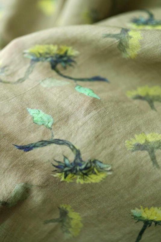 Cotton Linen Breasted Print T-shirt