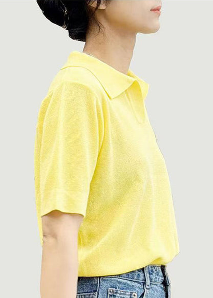 Simple Black Peter Pan Collar Cotton T Shirts Summer