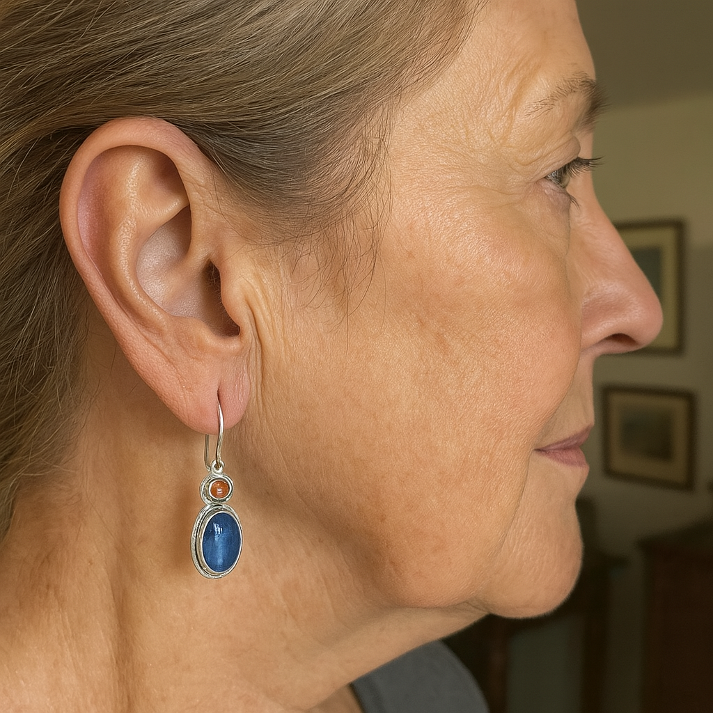 Blue and Orange Earrings