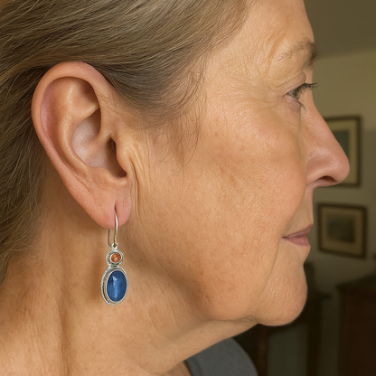 Blue and Orange Earrings