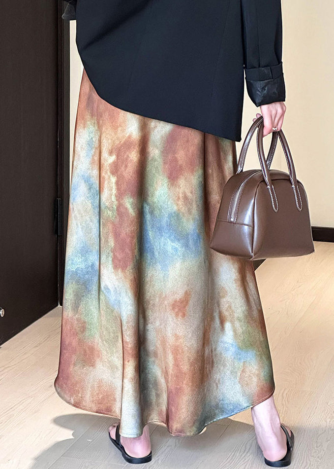 Gradient Color Tie Dye High Waist Skirt Fall
