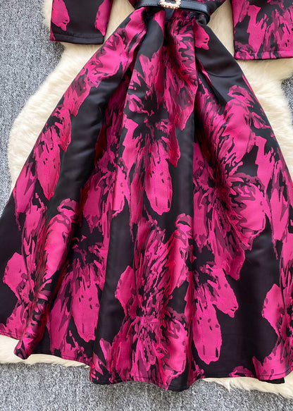 Rose Puff Sleeve Print Party Dresses