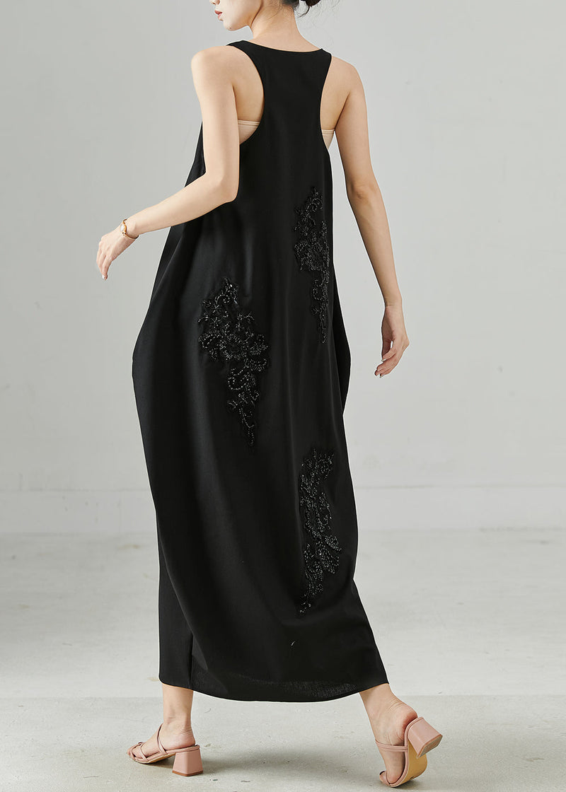 Black Sequins Nail Bead Cotton Cami Dresses Summer