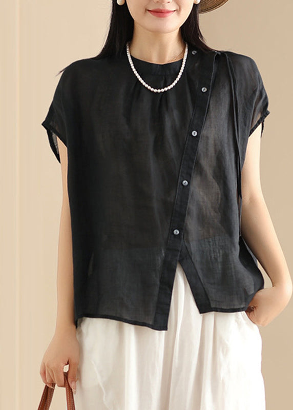 Fine Green O-neck Patchwork Top Short Sleeve