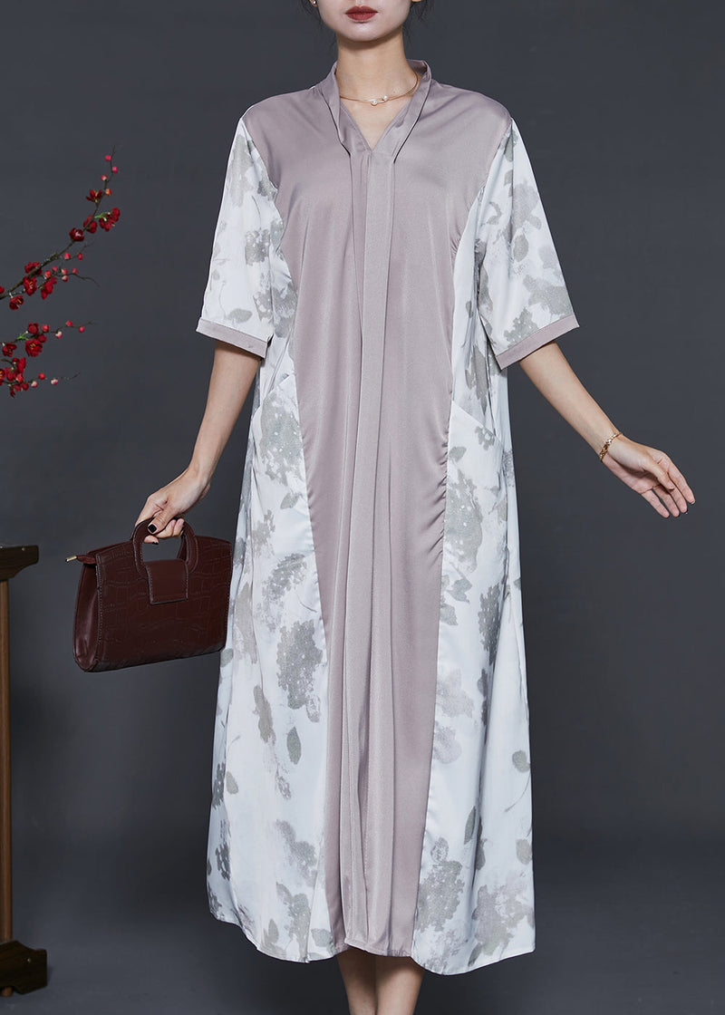 Colorblock Oversized Patchwork Silk Dress Summer