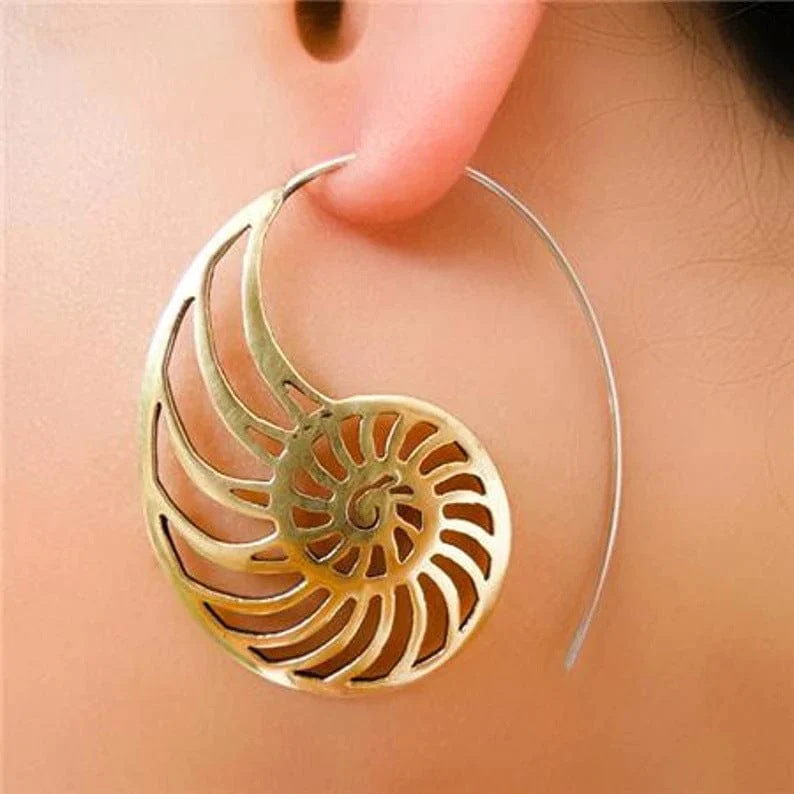 Golden Spiral Shell Earrings