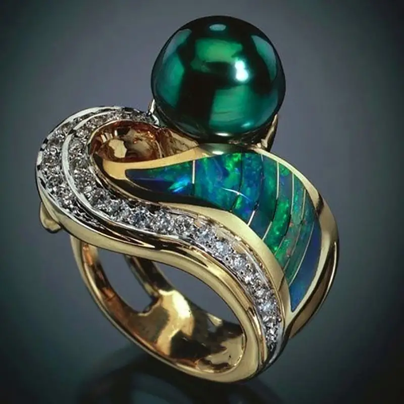 Green Pearl Zirconia Ring