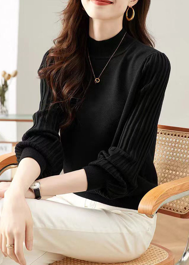 New Black Turtleneck Knit Sweaters Fall