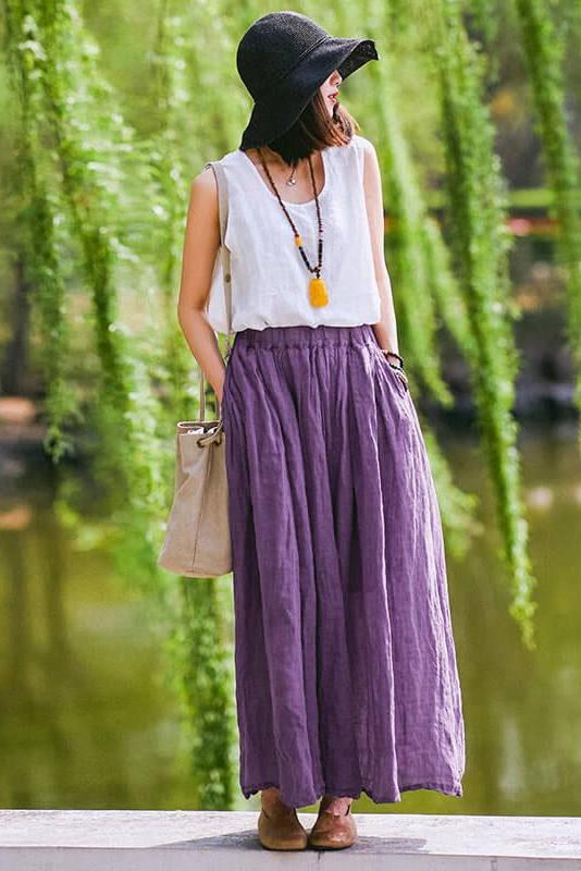 Limited Stock- 100% Linen Pure Color Skirt