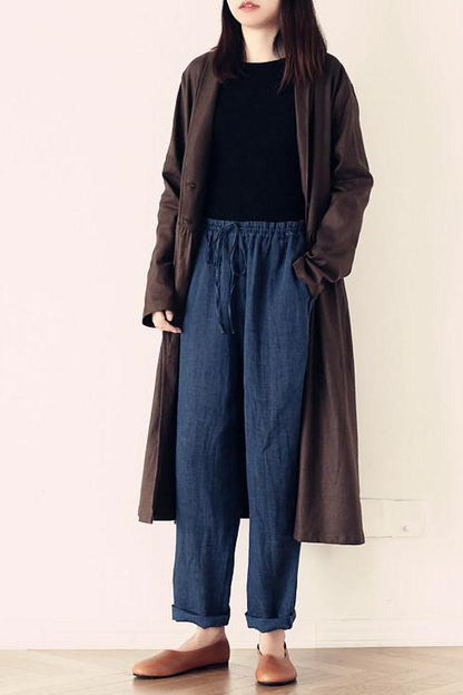 Wowen Linen Elastic Waist Turnip Pants
