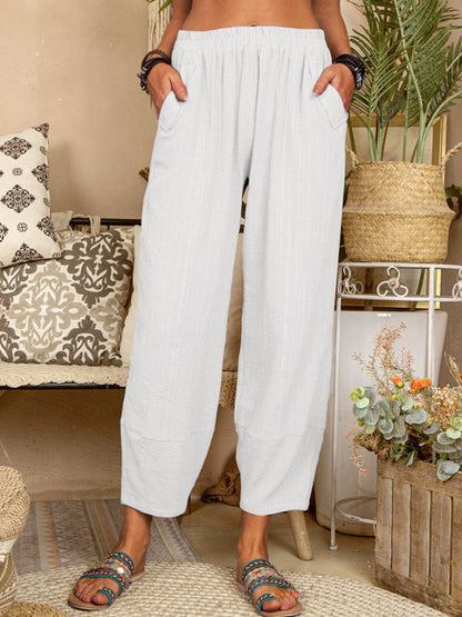 Color Loose Cotton Linen Pants Home Harem Pants
