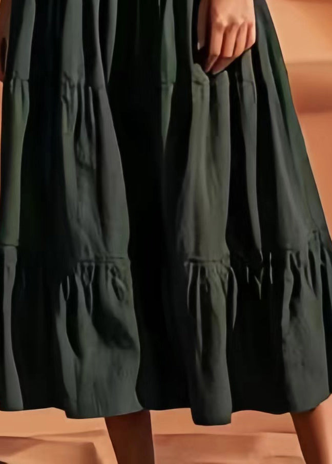 Army Green High Waist Cotton Skirt Summer