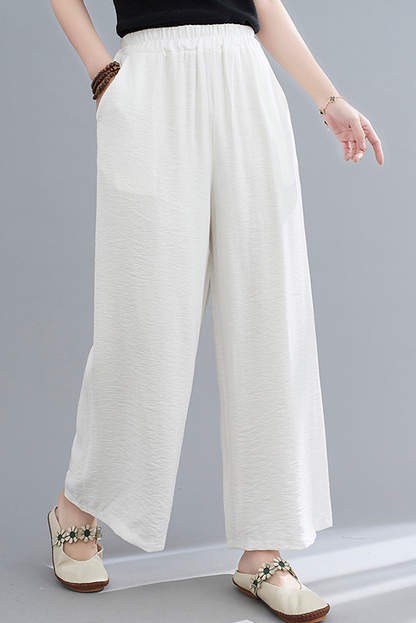 -summer Linen Pants Color Loose Wide Leg Pants