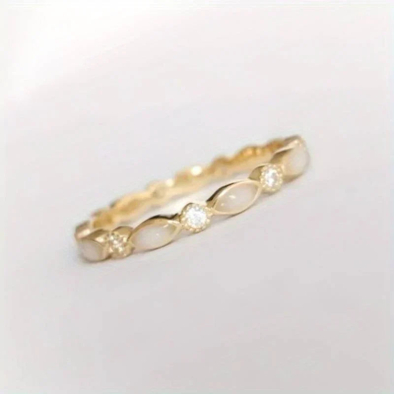 White Opal Zirconia Ring