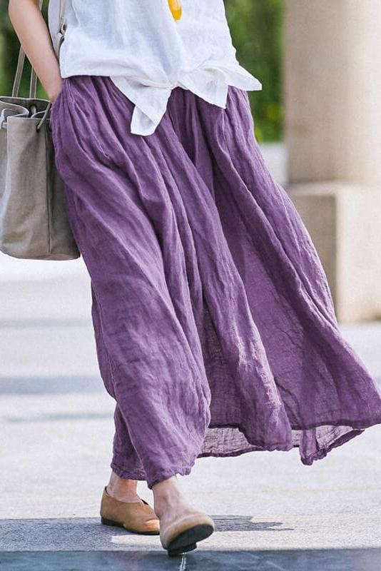 Limited Stock- 100% Linen Pure Color Skirt