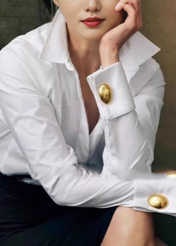 New White Stand Collar Shirt Spring