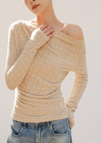 Khaki Asymmetrical Knit Top Spring