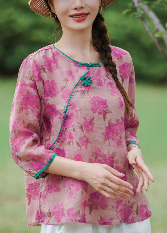 Pink Linen Shirts Bracelet Sleeve