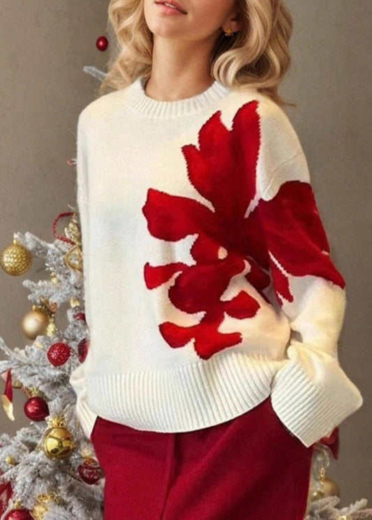 Style White O Neck Thick Knit Sweaters Winter