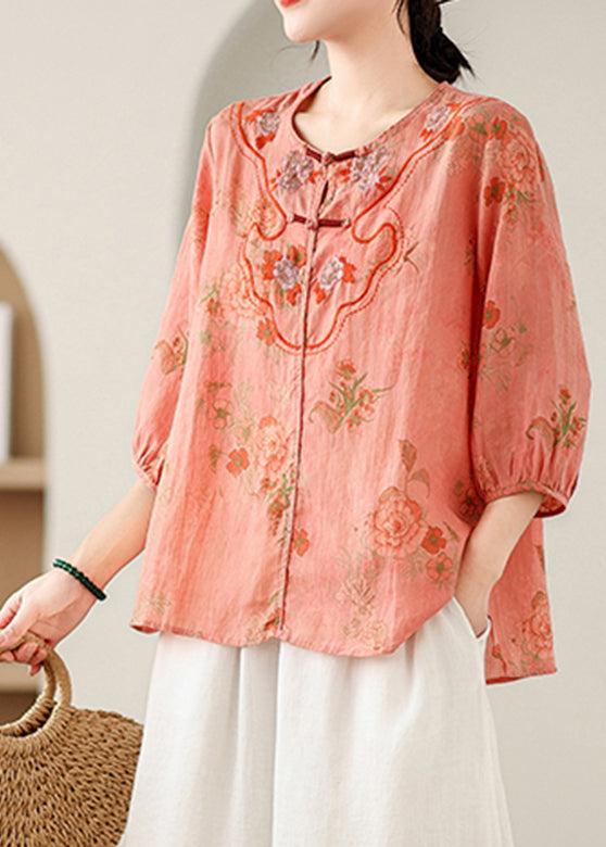 Orange Patchwork Low High Design Shirt Summer