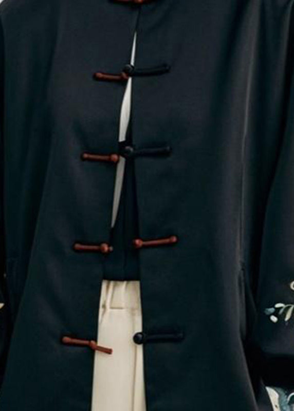 Black Print Patchwork Coats Fall