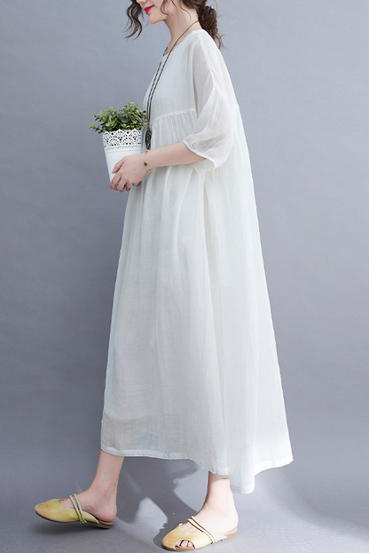 Summer Loose Double Pleated Dress Holiday Style Dress